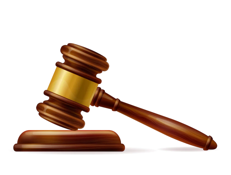 Realistic wooden brown judge gavel 88138 139