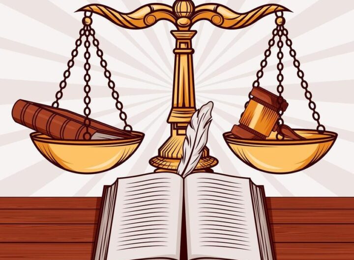 Law and justice legal office with fair scales vector 1