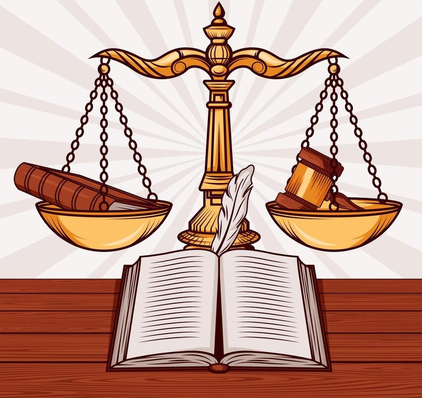 Law and justice legal office with fair scales vector 1