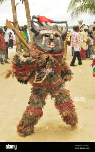 Masquerade display his magical power during the annual black heritage festival badagry lagos 2A7RN3T