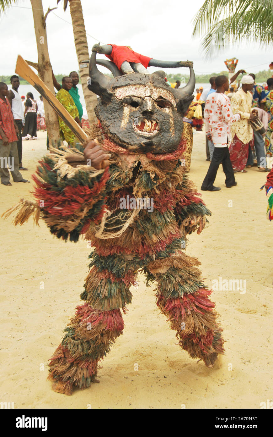 Masquerade display his magical power during the annual black heritage festival badagry lagos 2A7RN3T